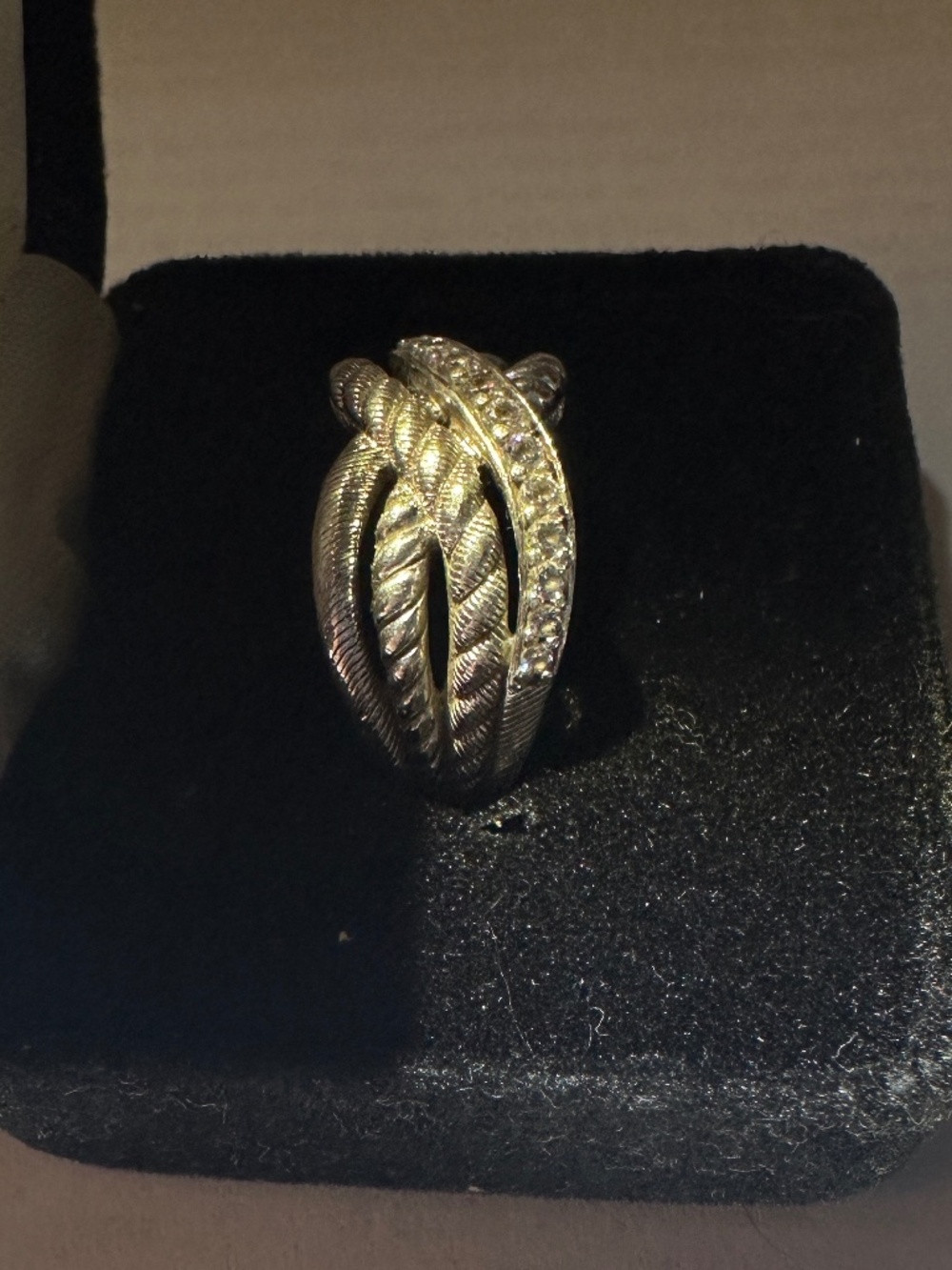 Judith Ripka Sterling Silver Crisscross Rope Design CZ Ring Sz 8 - Picture 4 of 9